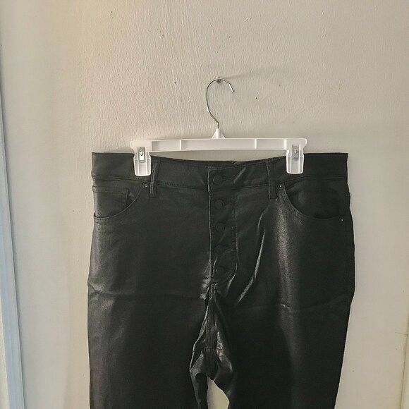 Women's Express Curvy Skinny Black Coated Pants - Size 16L - Picture 2 of 7